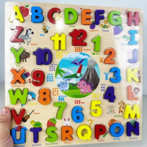 Brinquedo Pedagógico Relógio De Encaixe Alfanumérico Mdf