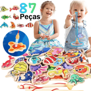 87 Peças Brinquedos Pescaria Magnéticos infantil De Madeira/Jogos Educacionais Para Crianças Montessori